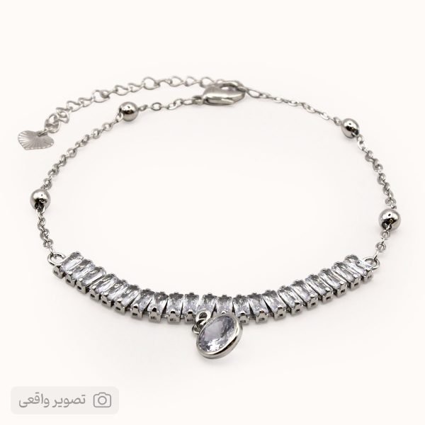 پابند زنانه نگین‌دار با زنجیر توپی