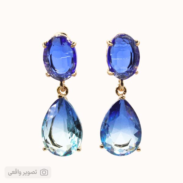گوشواره آویز کریستالی مدل اشکی ۰۳