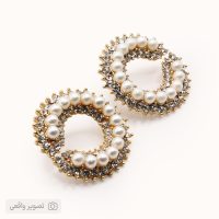 گوشواره مروارید نگین‌دار حلقه‌ای