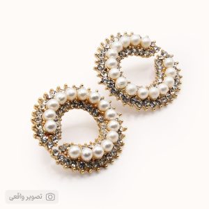 گوشواره مروارید نگین‌دار حلقه‌ای