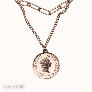 گردنبند دو لاین زنجیری زنانه مدل سکه الیزابت