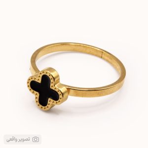 انگشتر ونکلیف مشکی زنانه طرح گل