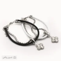 دستبند ونکلیف دخترانه دو لاین زنجیر و چرم | فروشگاه اینترنتی زابزبا