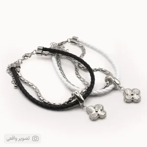دستبند ونکلیف دخترانه دو لاین زنجیر و چرم | فروشگاه اینترنتی زابزبا