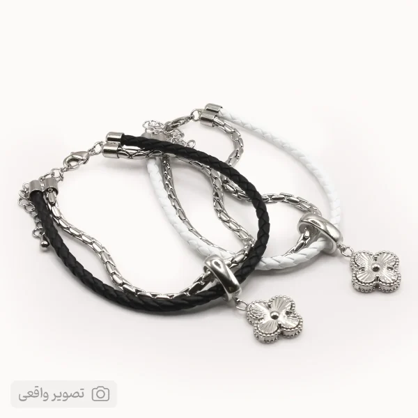 دستبند ونکلیف دخترانه دو لاین زنجیر و چرم | فروشگاه اینترنتی زابزبا