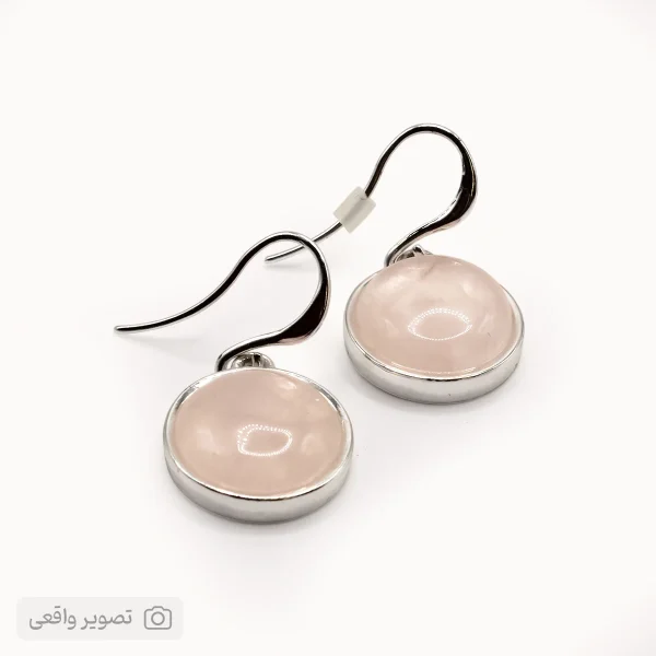 گوشواره دخترانه نگین‌دار سنگی دایره‌ای | فروشگاه اینترنتی زابزبا