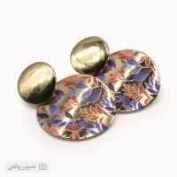 گوشواره دایره‌ای زنانه طرح نقاشی گل | فروشگاه اینترنتی زابزبا