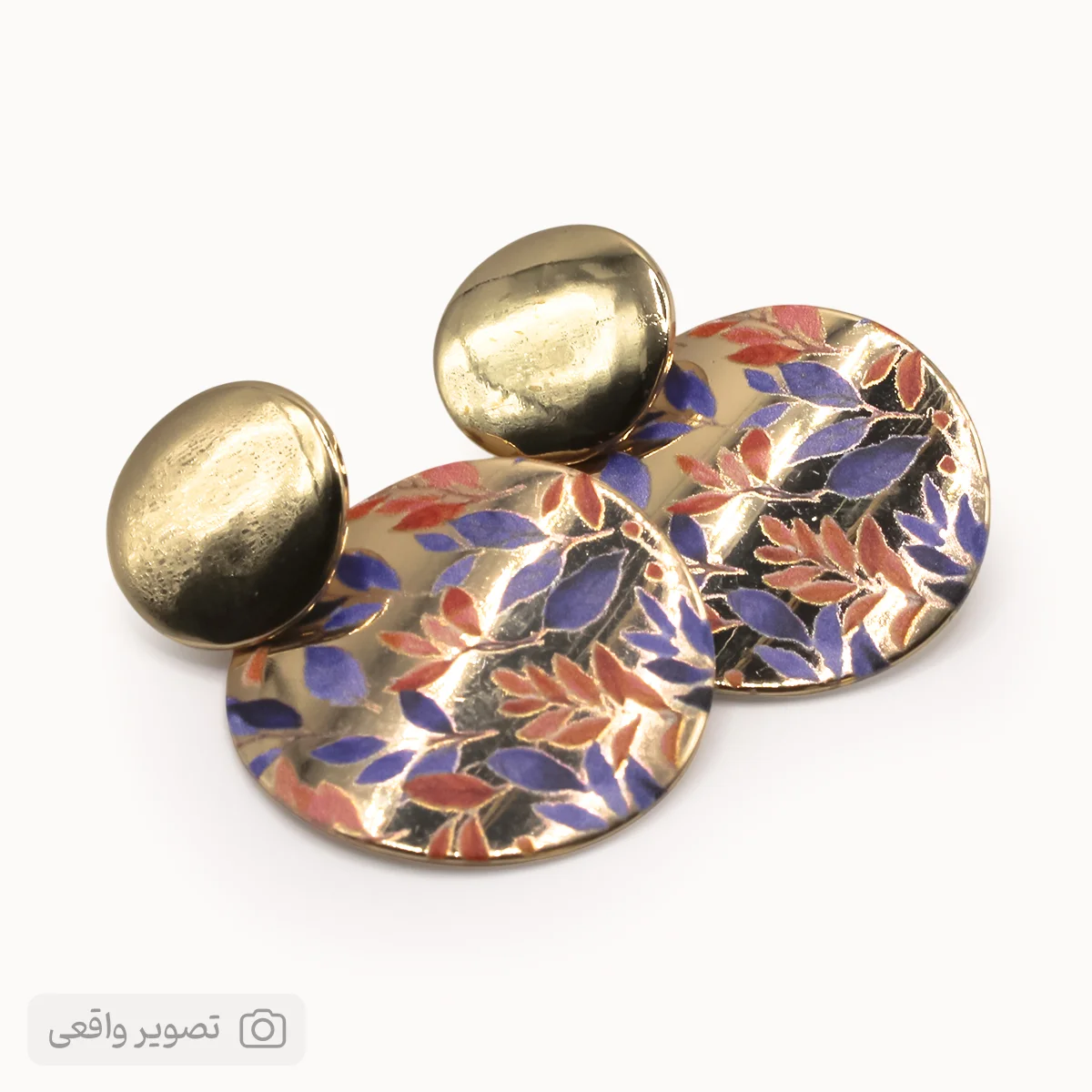 گوشواره دایره‌ای زنانه طرح نقاشی گل | فروشگاه اینترنتی زابزبا