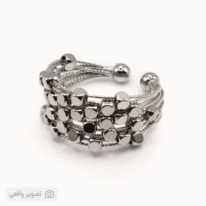 انگشتر زنانه ظریف چندلاین مهره مکعبی